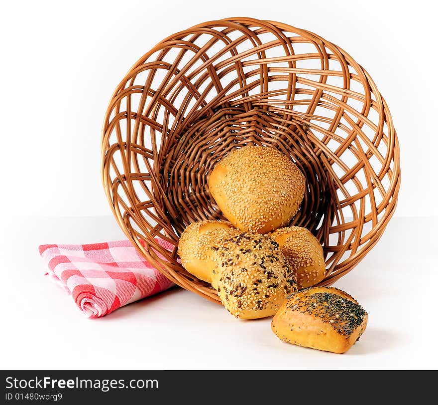 A view with bread over white background