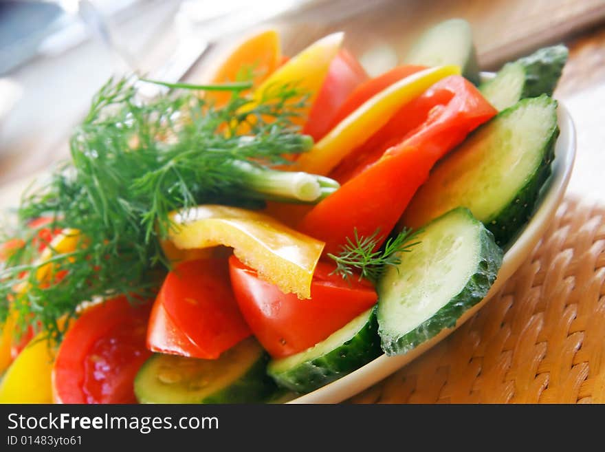 Close up of fresh vegetables on plate