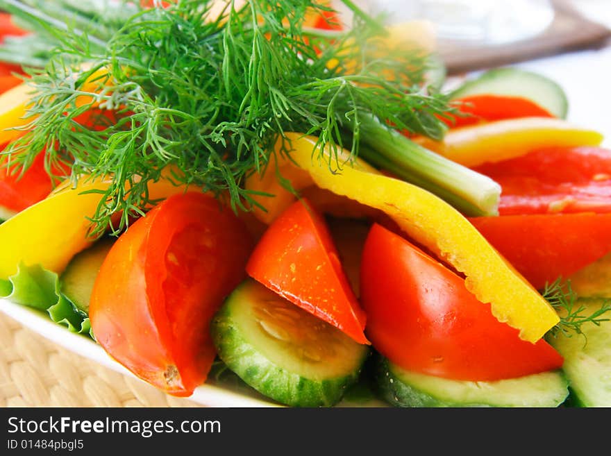 Close up of fresh vegetables on plate