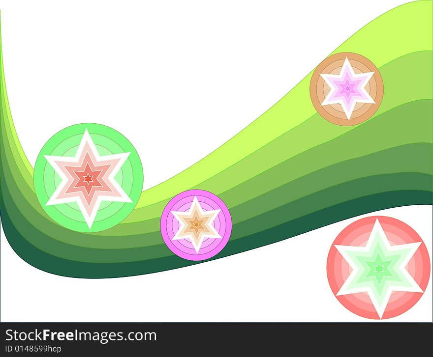 Colorful background of stars and curves. Colorful background of stars and curves