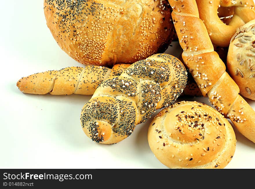 A view with Bread over white background