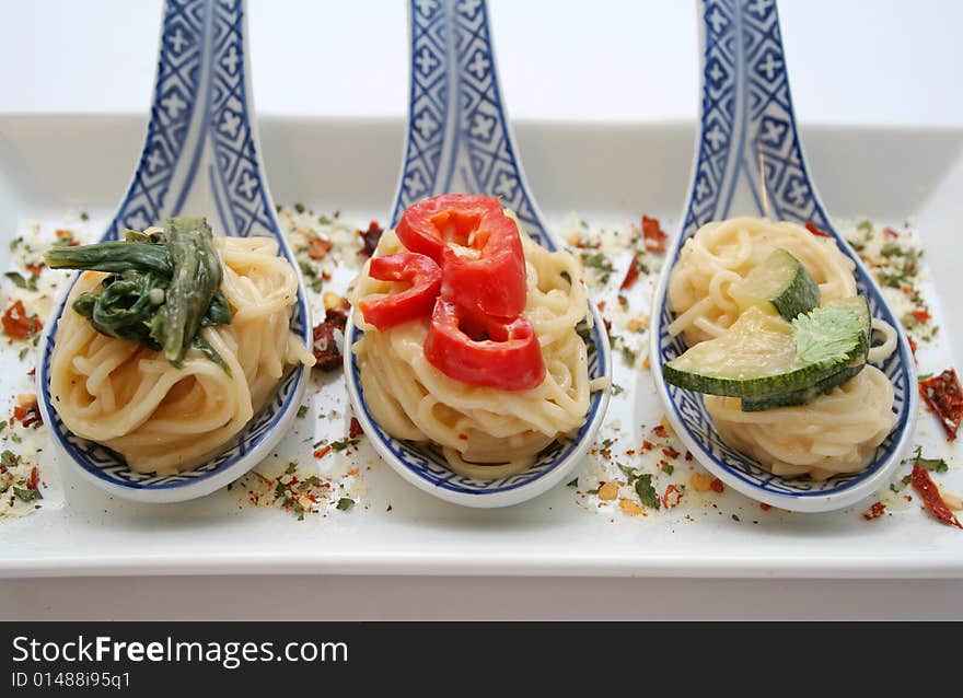 Japanese soba noodles with some vegetables. Japanese soba noodles with some vegetables