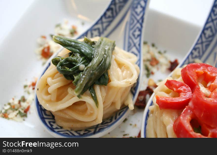 Japanese soba noodles with some vegetables. Japanese soba noodles with some vegetables