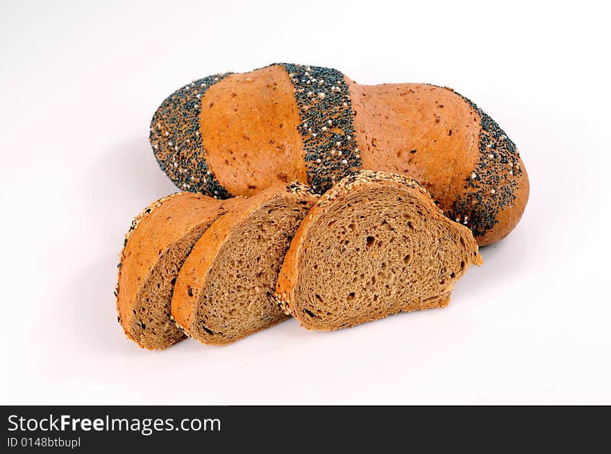 A view with Bread over white background