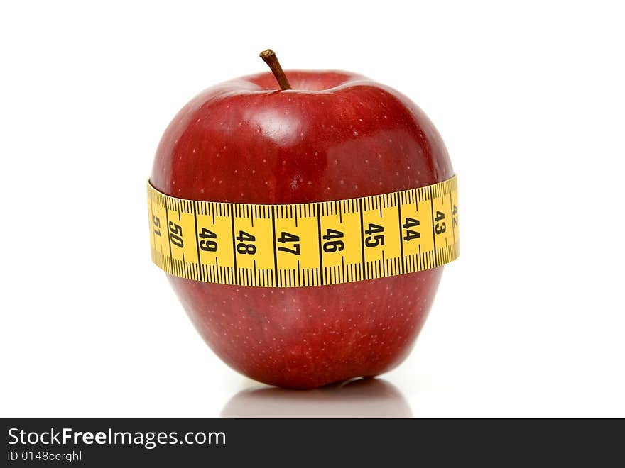 Apple and measuring tape