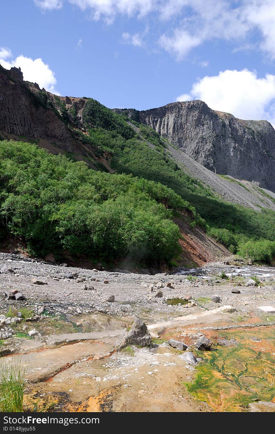 The hot spring near Changbai Waterfall of Changbaishan (Changbai Mountains or Baekdu) in Jilin Province, China.