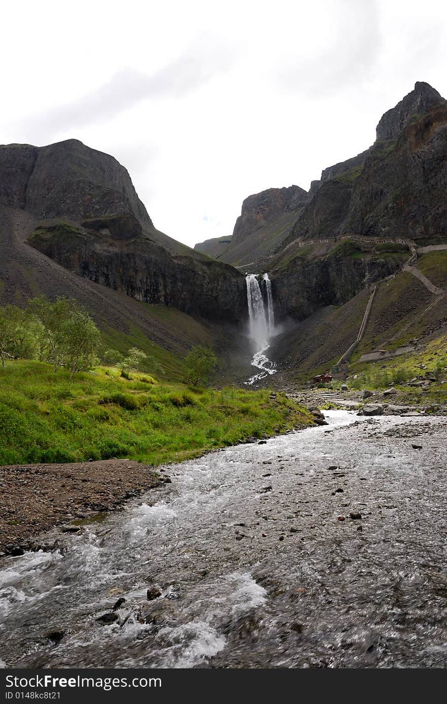 Changbai Waterfall of Changbaishan (Changbai Mountains or Baekdu) in Jilin Province, China.