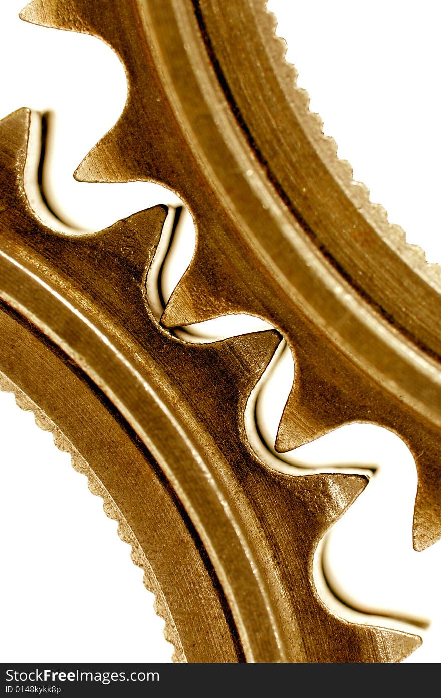 Golden gears close up