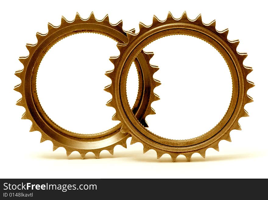 Golden gears forming two circles