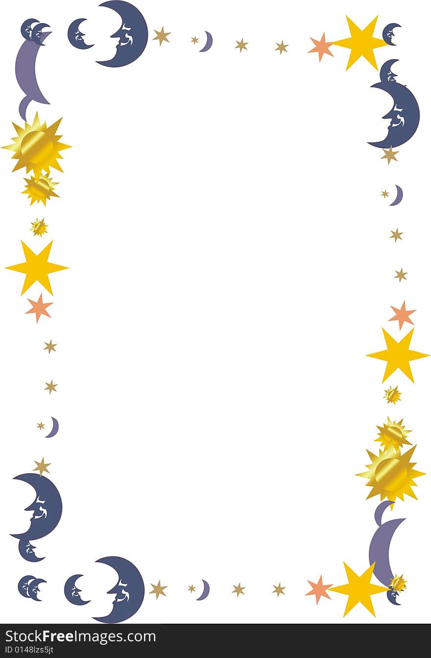 View of  sun, moon framework on a white background