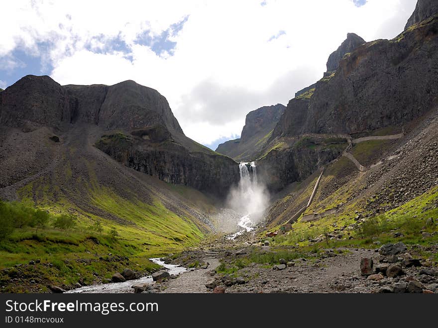 Changbai Waterfall of Changbaishan (Changbai Mountains or Baekdu) in Jilin Province, China.