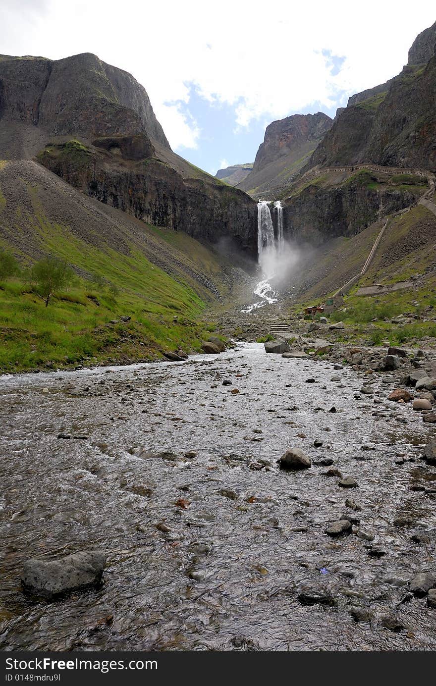 Changbai Waterfall of Changbaishan (Changbai Mountains or Baekdu) in Jilin Province, China.