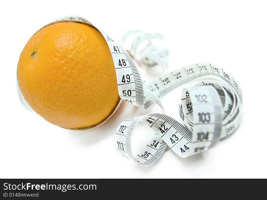 Orange with measuring tape