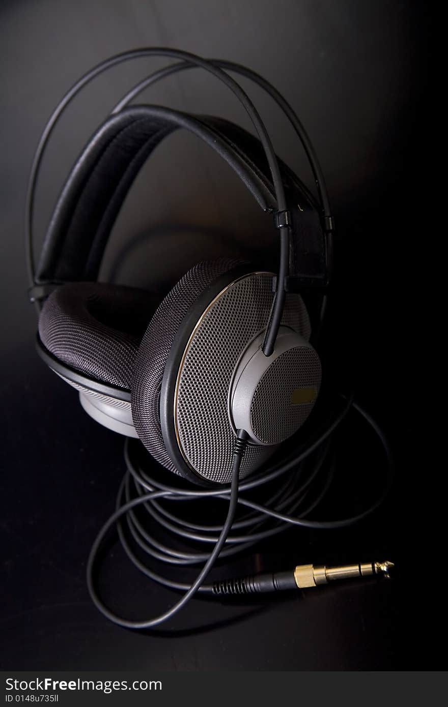 Professional hi-fi headphone on dark background