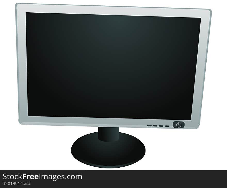 Flat monitor on isolated white background