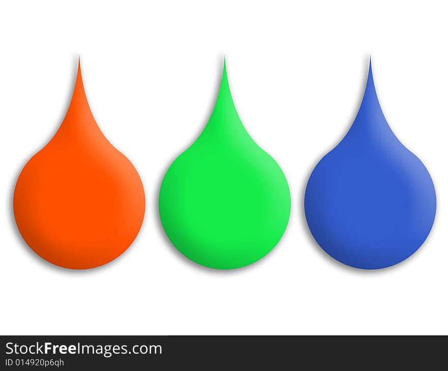 Color drops on a white background