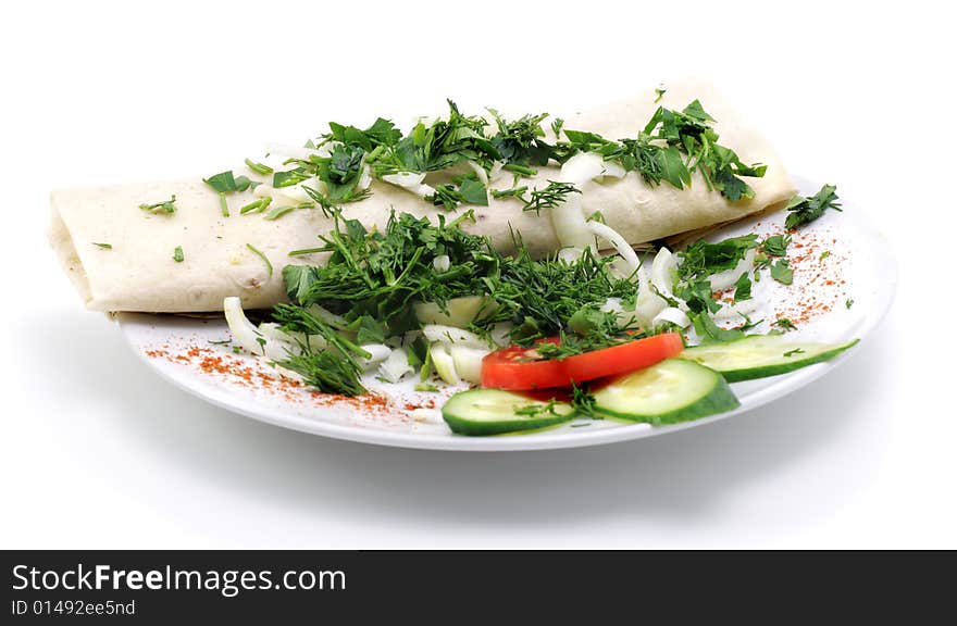 Meat in Pastry Isolated over White