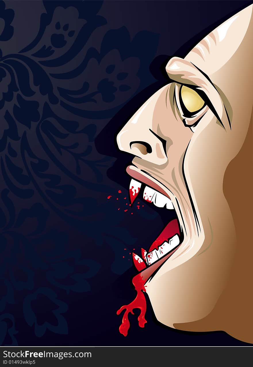 Vector illustration of one vampire attacking