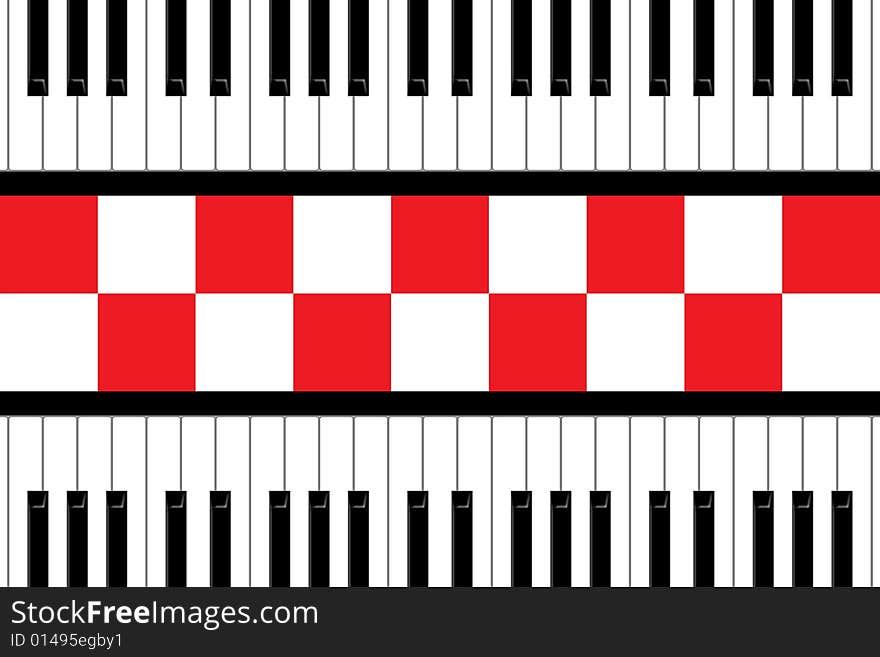 Black and white keys of the piano and squares