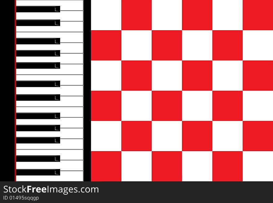 Black and white keys of the piano and squares