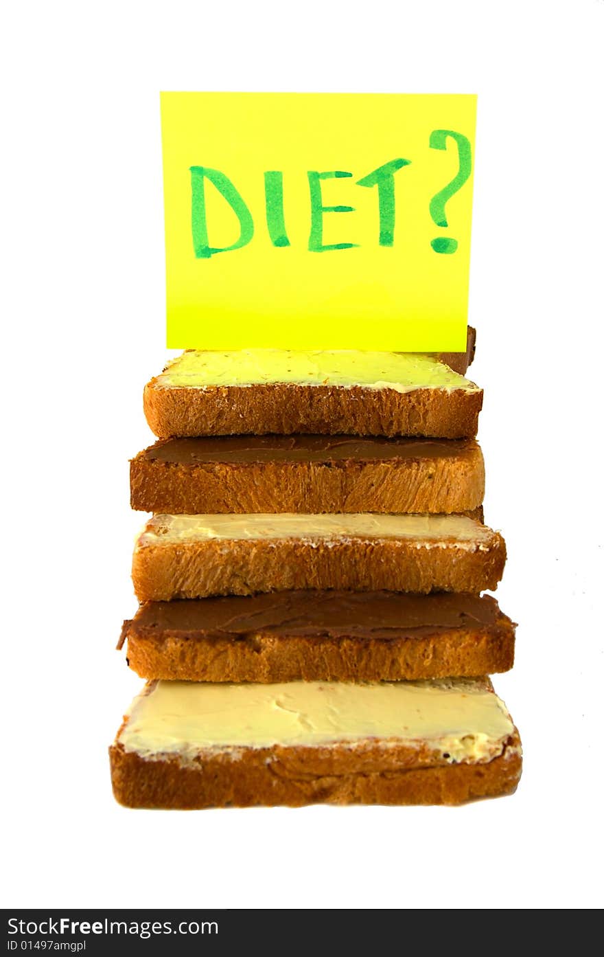 Bread and butters and diet sign. Bread and butters and diet sign