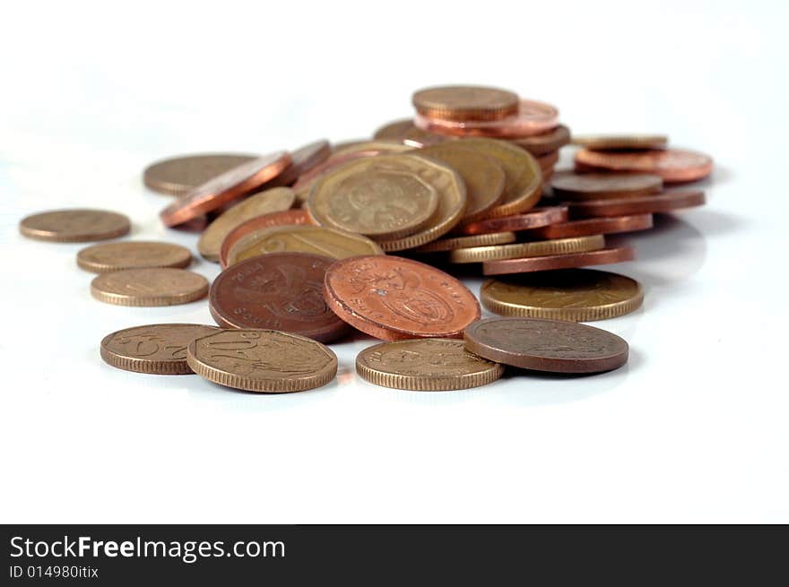 Coins, isolated on a white background. Coins, isolated on a white background.