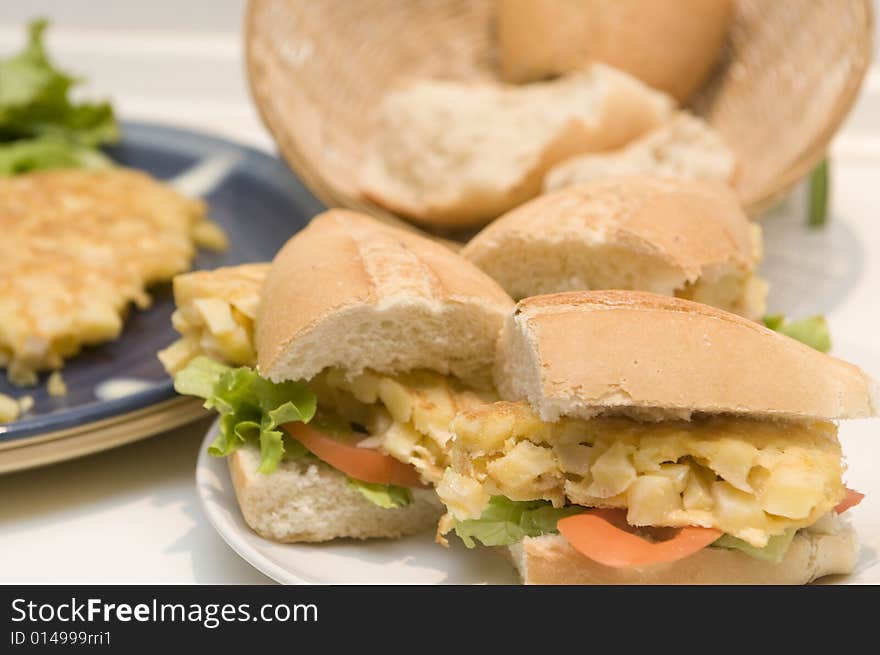 An Spanish Omelet Sandwich With Potatoes