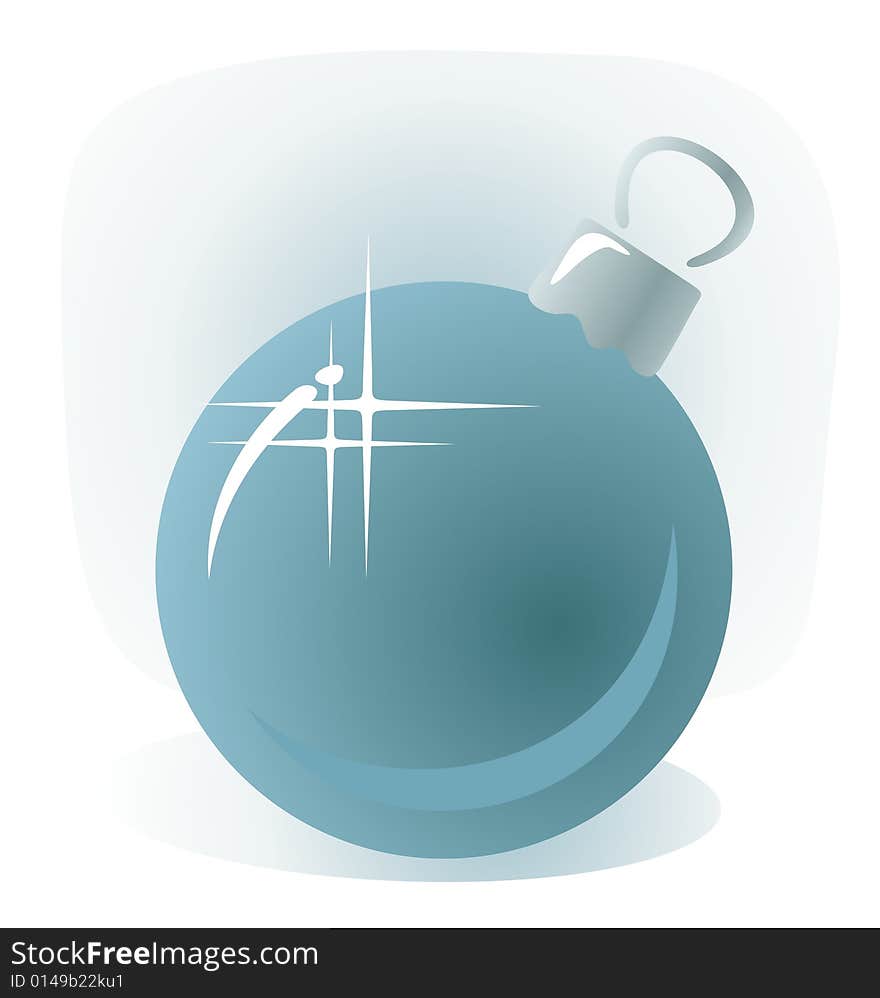 Blue Christmas ball on a white background. Christmas illustration.