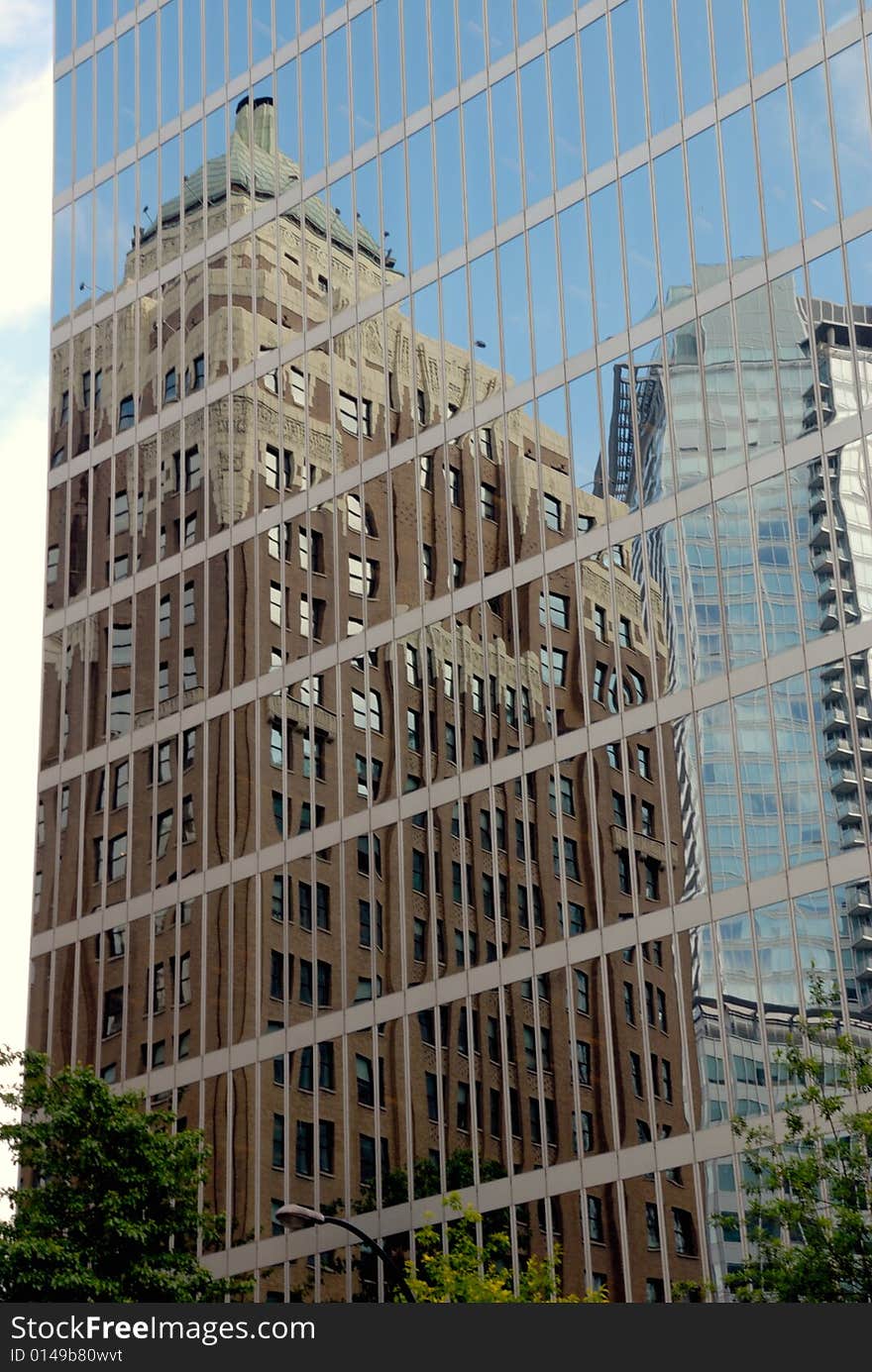 Modern office buildings with reflections in Vancouver