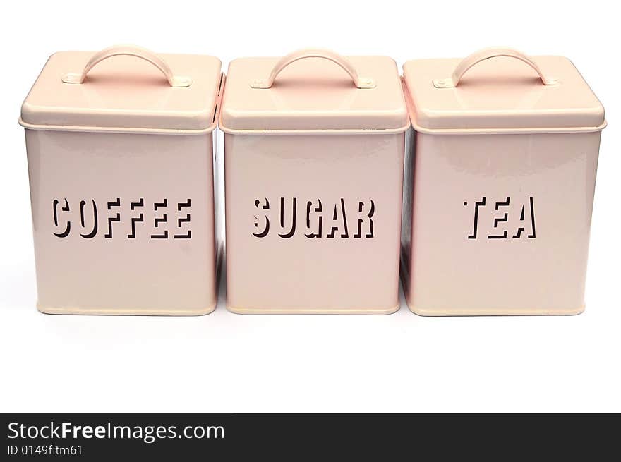 Shot of three beverage canisters on white. Shot of three beverage canisters on white