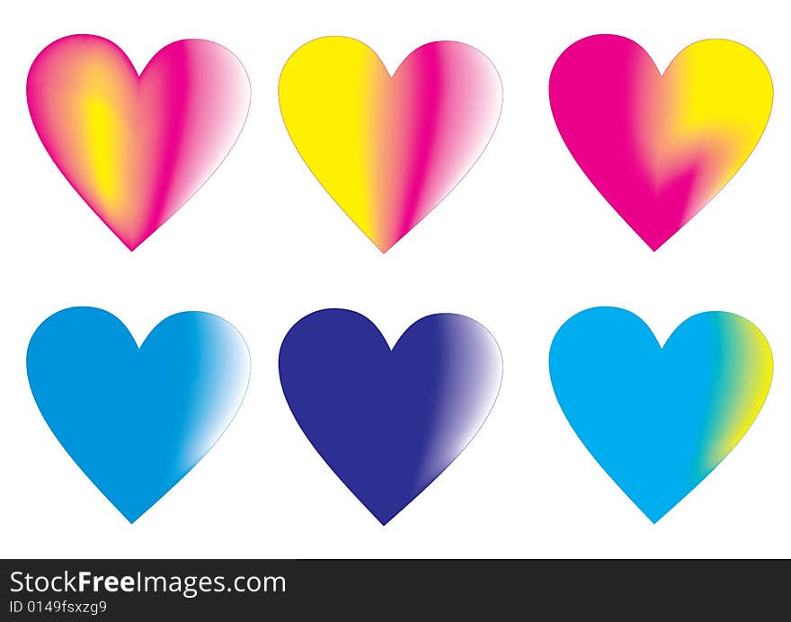 Vector colorful hearts