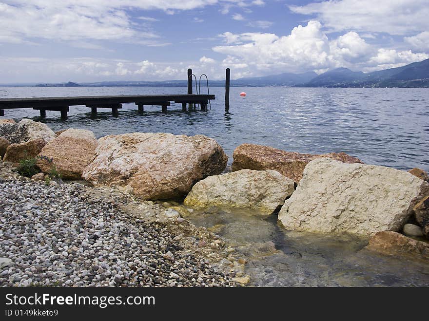 Grada lake landscape, view from the east side. Grada lake landscape, view from the east side