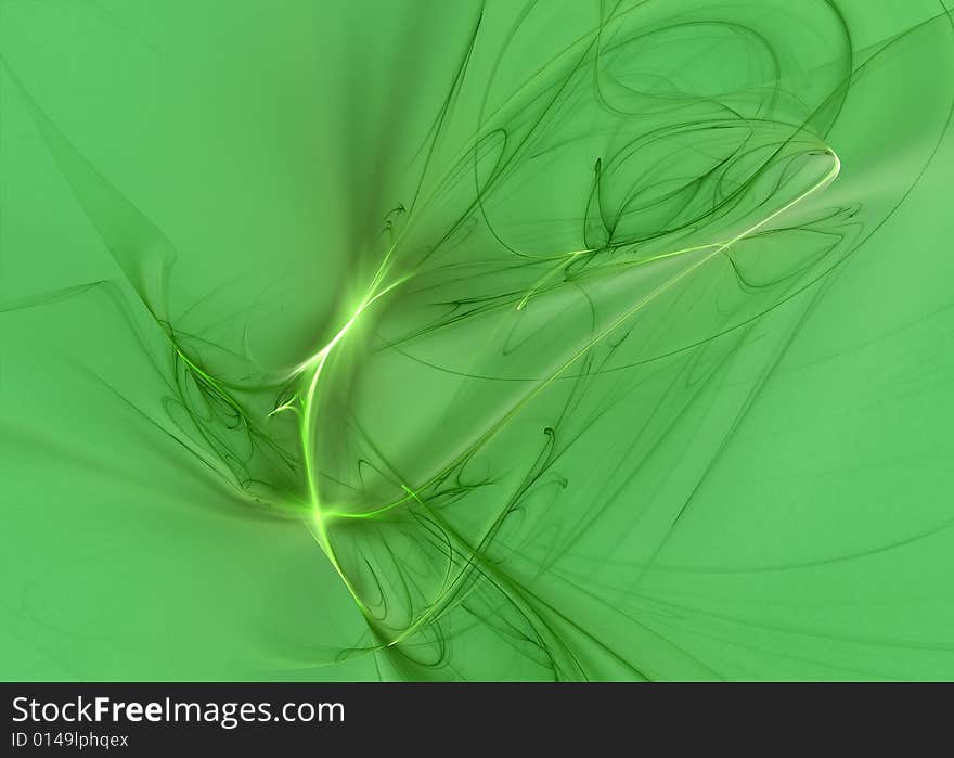 Abstract fractal background - green motion with copy space