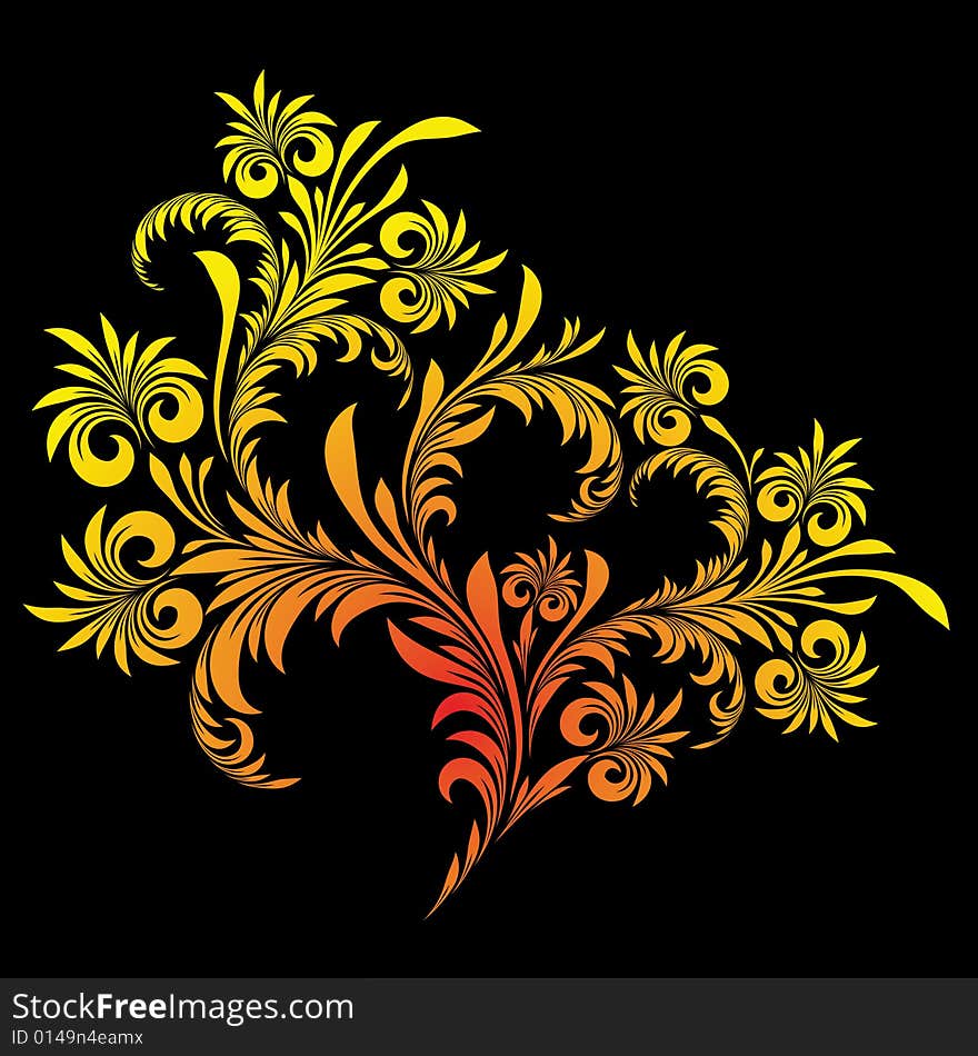 Vector ornament in style of Russian folk art hohloma. Vector ornament in style of Russian folk art hohloma