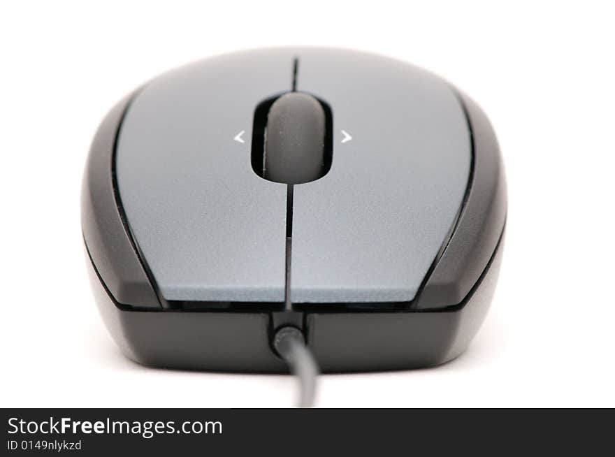 Grey computer mouse on white background. Grey computer mouse on white background