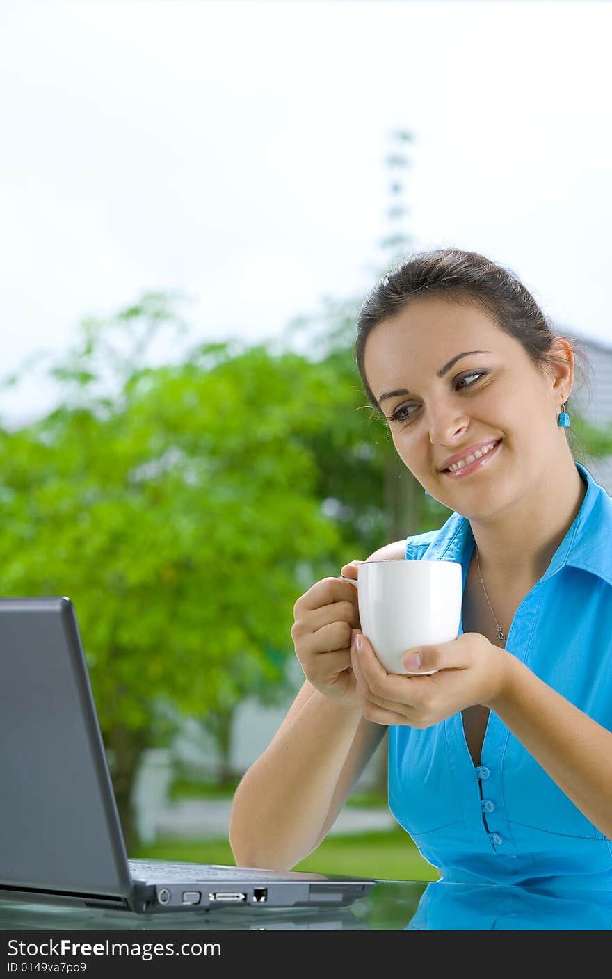 Portrait of young beautiful woman with her laptop. Portrait of young beautiful woman with her laptop