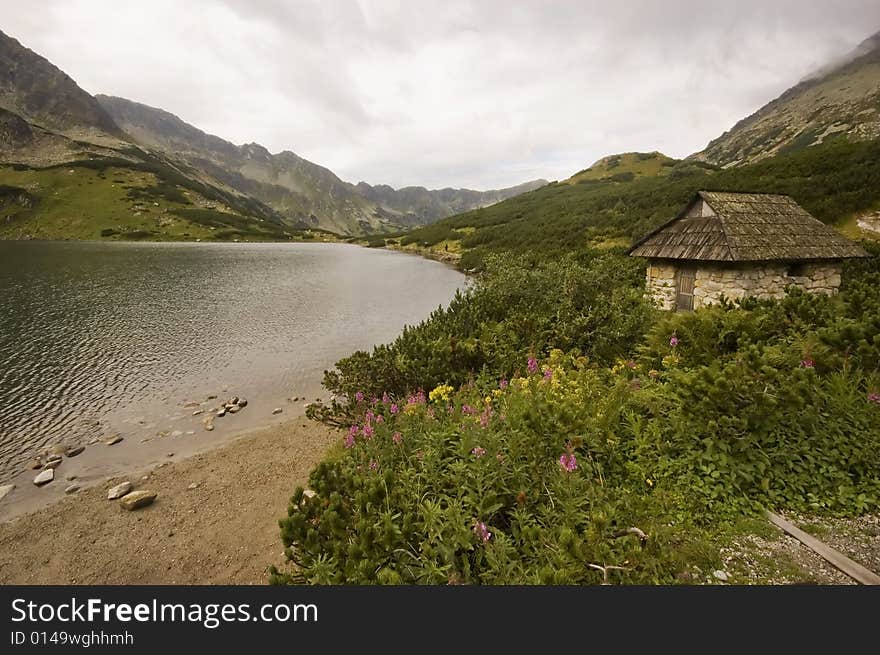 Mountain lake in Polish Tatra mountains in summer