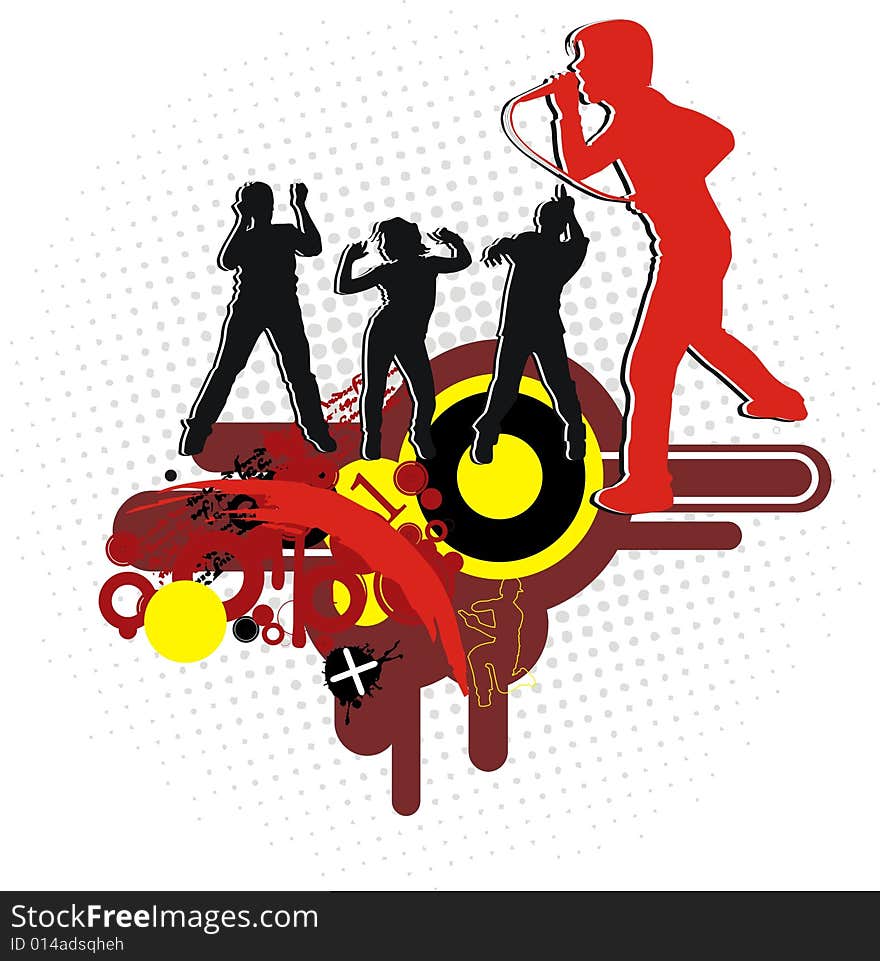 Vector illustration on a theme of dances and music. Vector illustration on a theme of dances and music