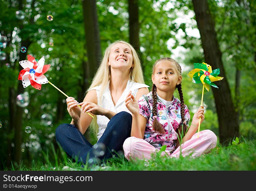 Mother and daughter have a nice time. Mother and daughter have a nice time.