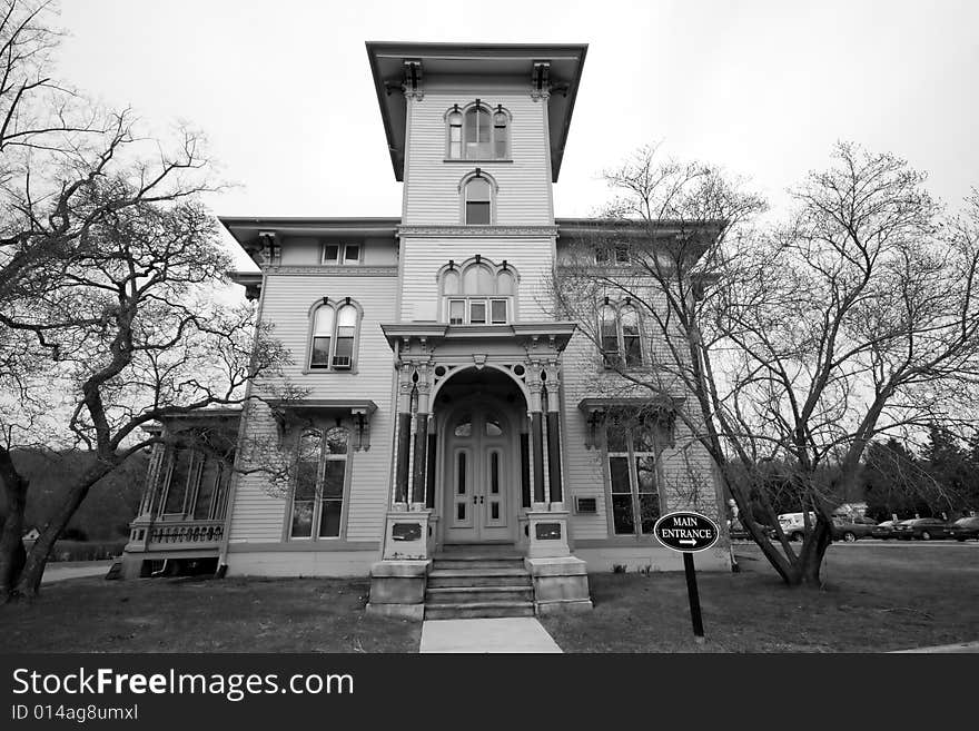 Front view of historical and well maintained mansion. Front view of historical and well maintained mansion.