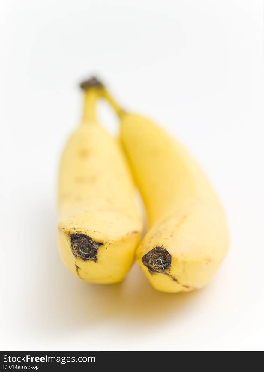 Banannas on a white background