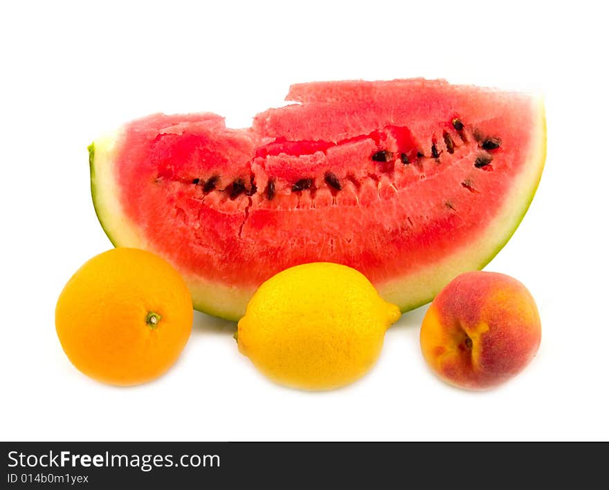 Tasty and useful fruit on a white background. Tasty and useful fruit on a white background