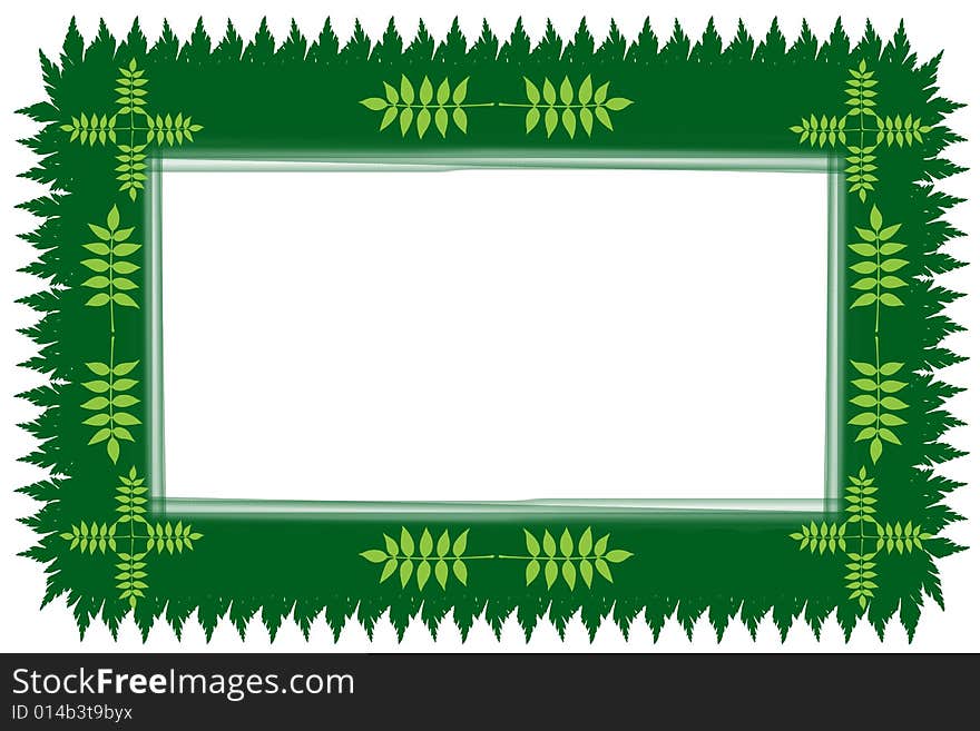 Green colour leaves border generated by illustration on isolate background