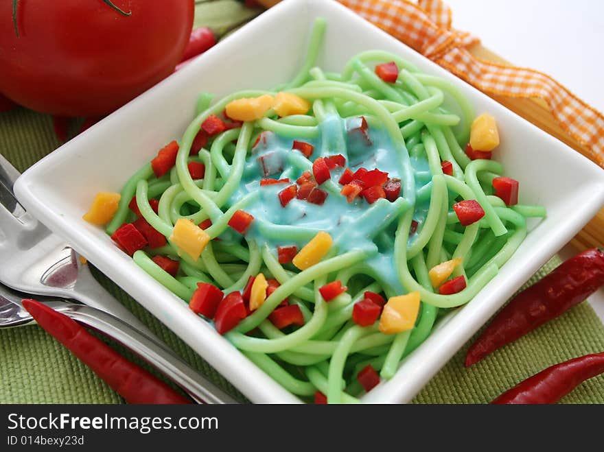 Colourful pasta