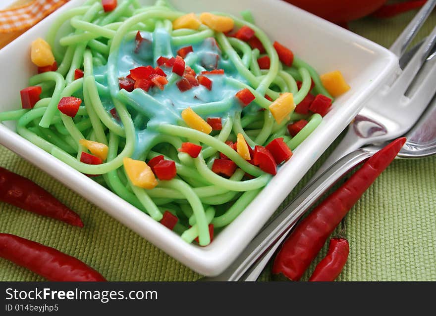 Colourful pasta