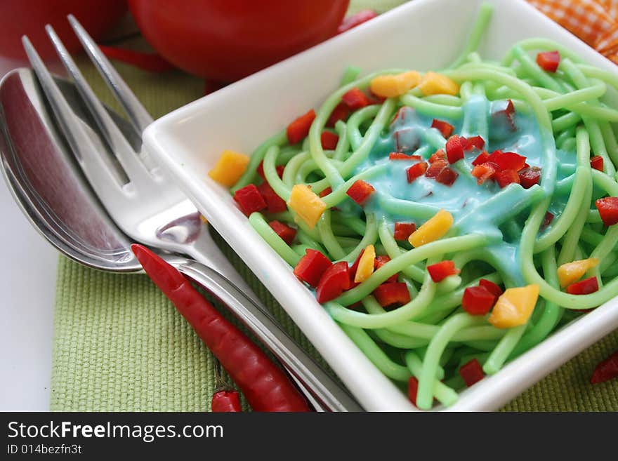 Colourful pasta