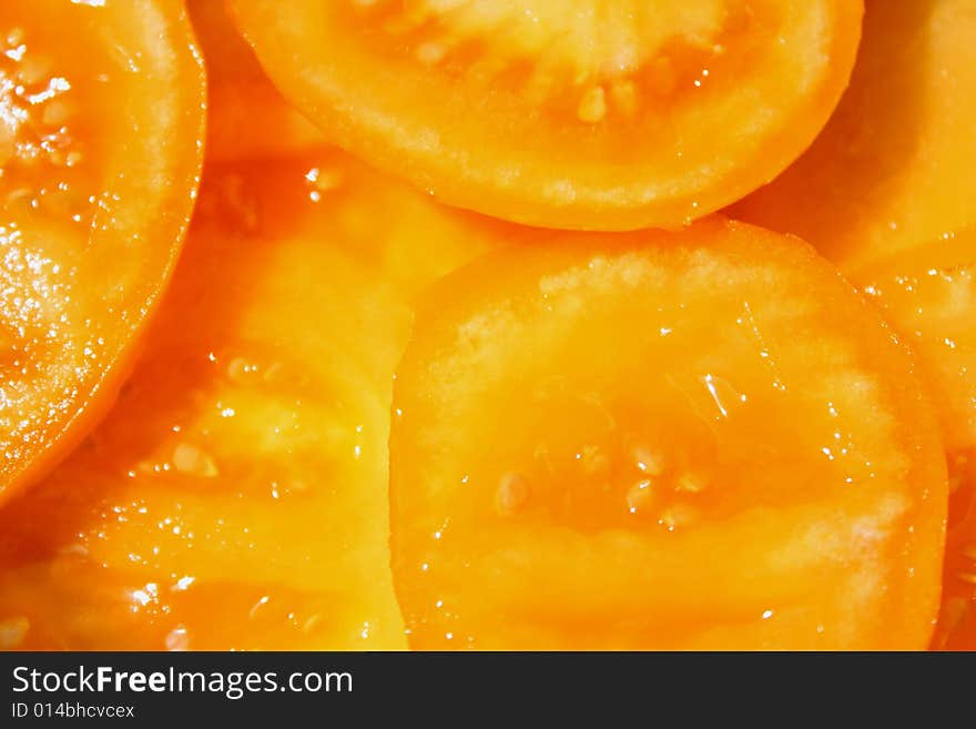 Yellow sliced tomato