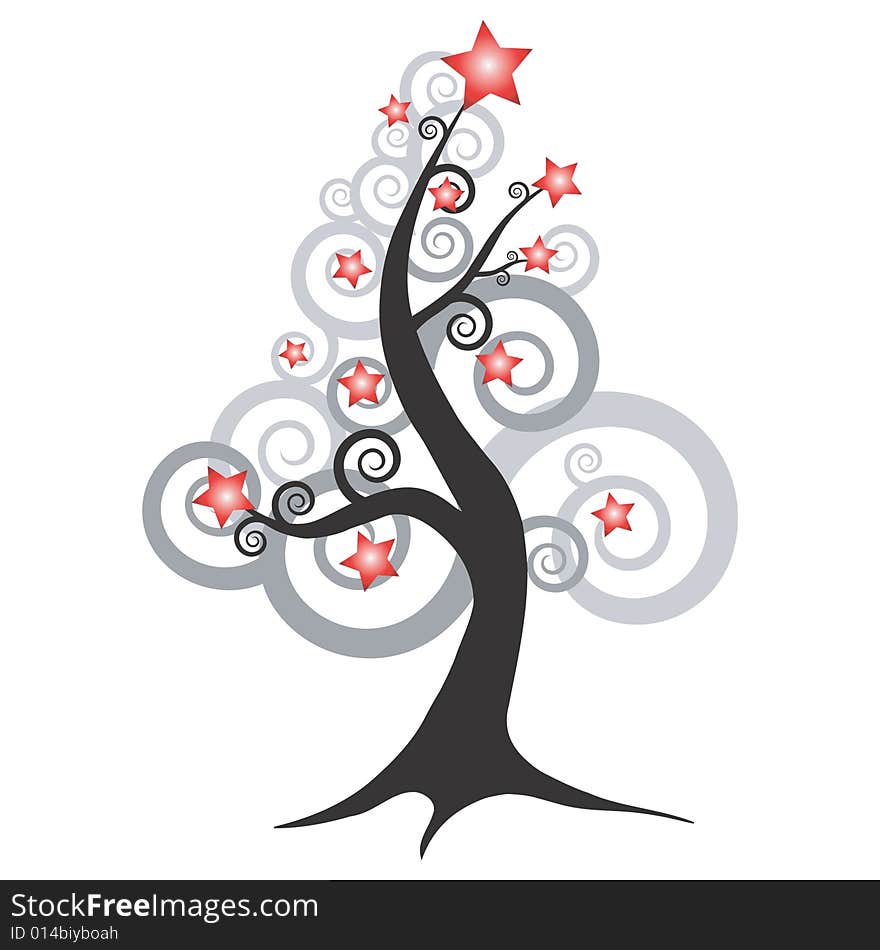 Abstract  tree and star flower