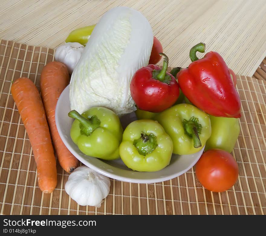 Green goods on a cook-table. Green goods on a cook-table