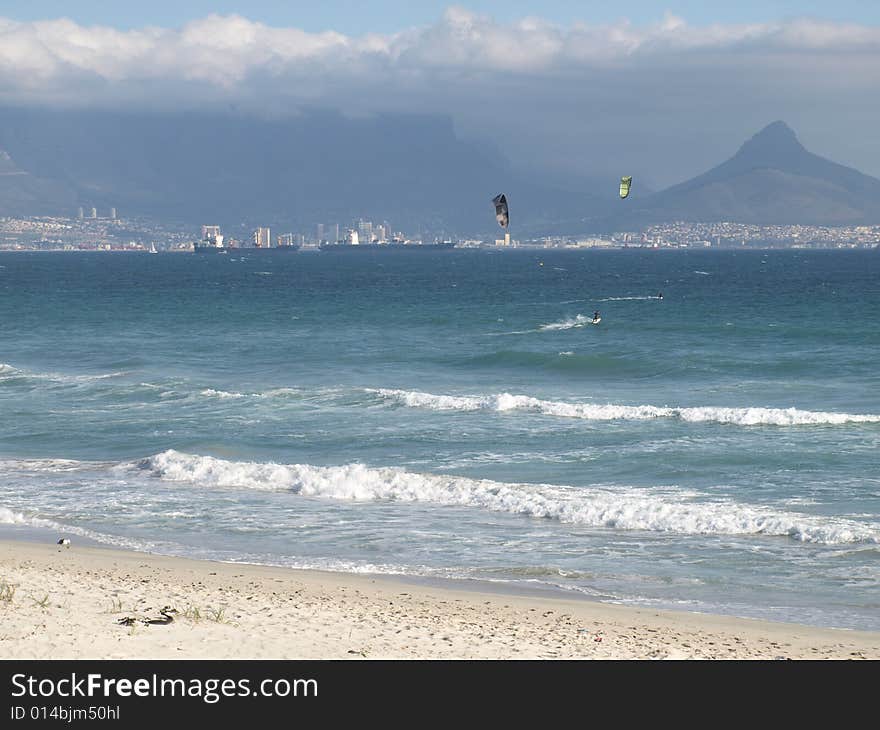 Kite surfing in Table Bay